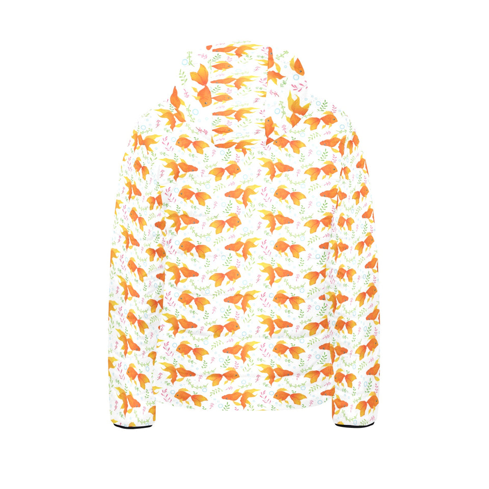 Goldfish Pattern Print Design 03 Kids' Boys' Girls' Padded Hooded Jacket