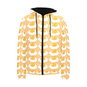 Fried Eggs Pattern Print Design 04 Men's Padded Hooded Jacket(ModelH42)