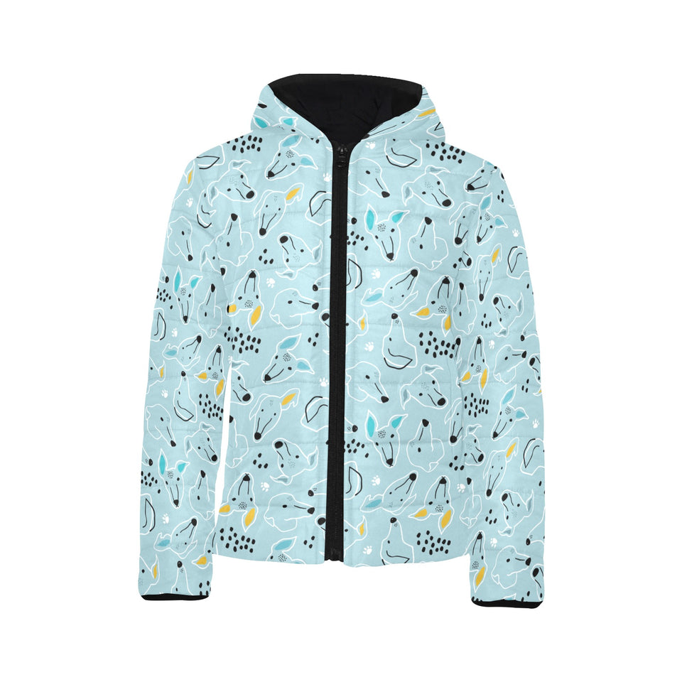 Greyhound Pattern Print Design 03 Kids' Boys' Girls' Padded Hooded Jacket