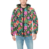 Hibiscus Pattern Print Design 01 Men's Padded Hooded Jacket(ModelH42)