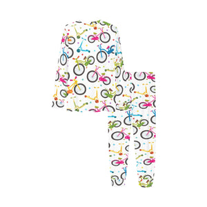 Bicycle Pattern Print Design 02 Kids' Boys' Girls' All Over Print Pajama Set