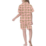 Pretzels Pattern Print Design 04 Kids' Boys' Girls' V-Neck Short Pajama Set