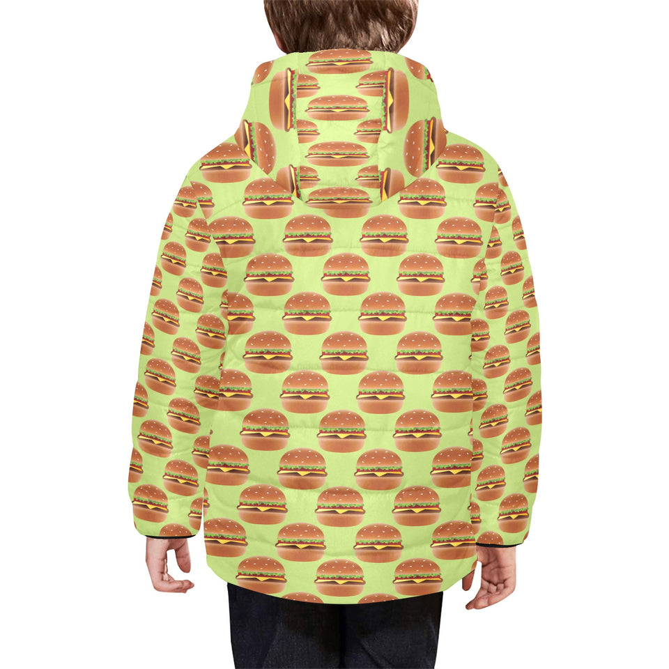 Hamburger Pattern Print Design 02 Kids' Boys' Girls' Padded Hooded Jacket