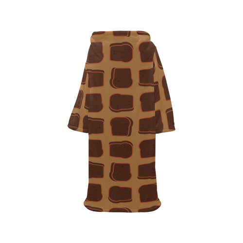 Bread Toast Pattern Print Design 04 Blanket Robe with Sleeves