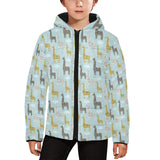 Giraffe Pattern Print Design 03 Kids' Boys' Girls' Padded Hooded Jacket