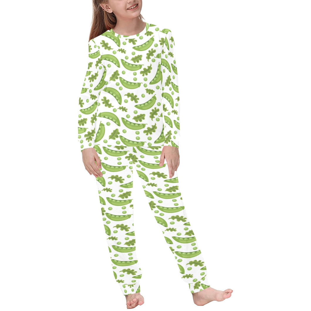 Green Peas Pattern Print Design 02 Kids' Boys' Girls' All Over Print Pajama Set