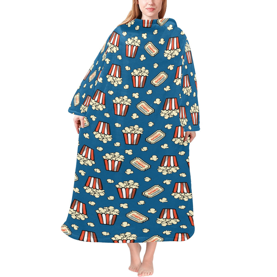 Popcorn Pattern Print Design 03 Blanket Robe with Sleeves