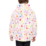 Music Notes Pattern Print Design 04 Kids' Boys' Girls' Padded Hooded Jacket