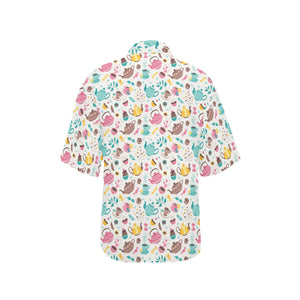 Tea pots Pattern Print Design 05 Women's All Over Print Hawaiian Shirt