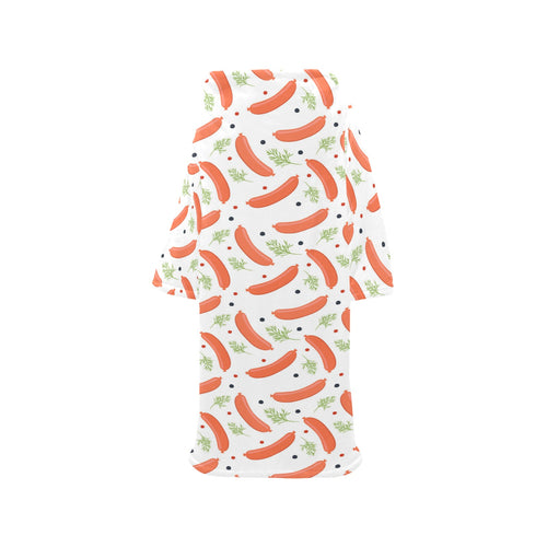 Sausage Pattern Print Design 03 Blanket Robe with Sleeves