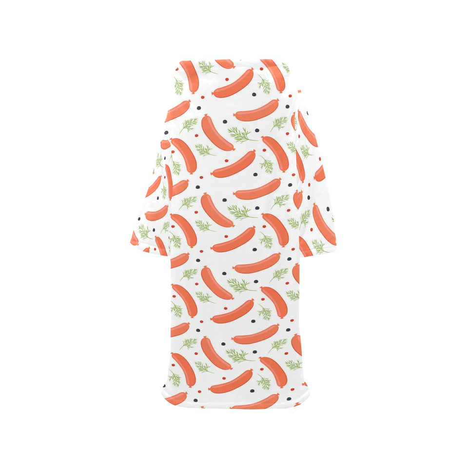 Sausage Pattern Print Design 03 Blanket Robe with Sleeves