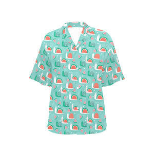 Snail Pattern Print Design 01 Women's All Over Print Hawaiian Shirt