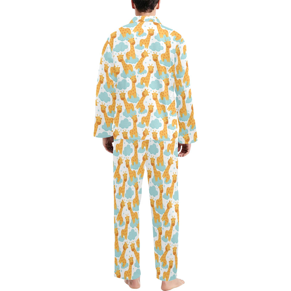 Giraffe Pattern Print Design 05 Men's Long Pajama Set