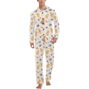 Teddy Bear Pattern Print Design 01 Men's Long Pajama Set