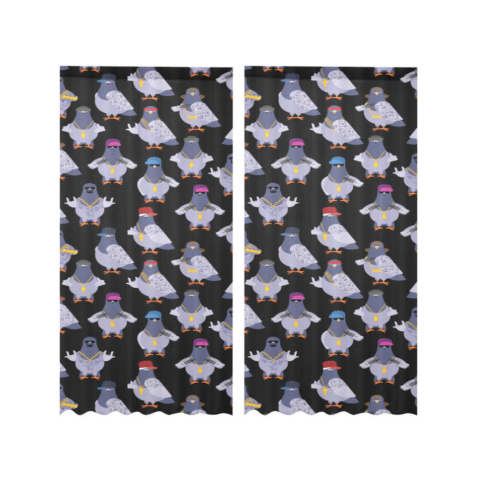 Pigeon Pattern Print Design 04 Gauze Curtain