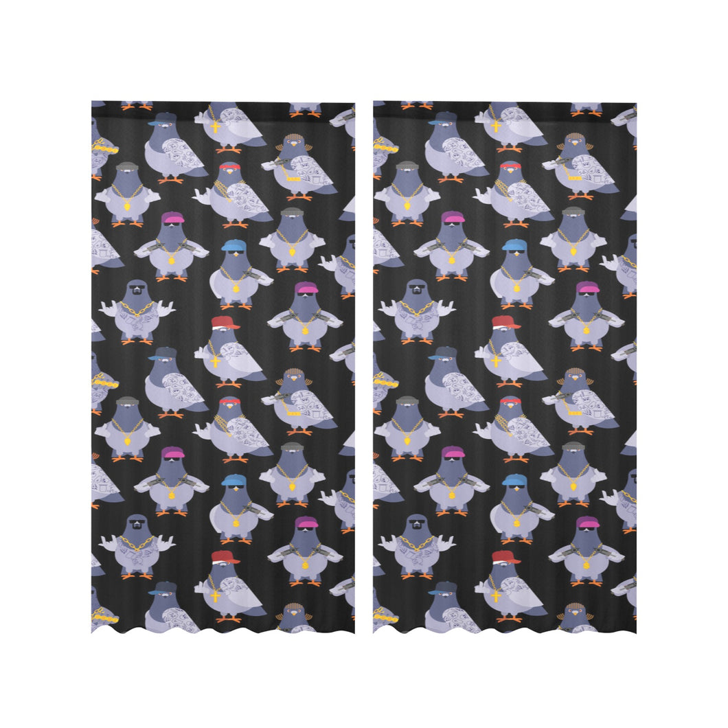 Pigeon Pattern Print Design 04 Gauze Curtain