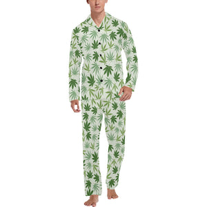 Canabis Marijuana Weed Pattern Print Design 02 Men's Long Pajama Set