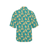 Golden Retriever Pattern Print Design 05 Women's All Over Print Hawaiian Shirt