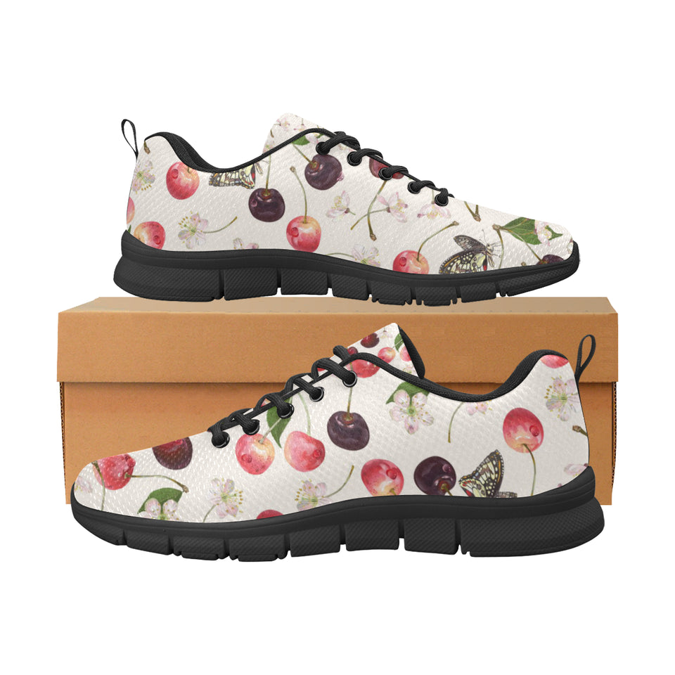 Cherry Flower Butterfly Pattern Men's Sneakers Black