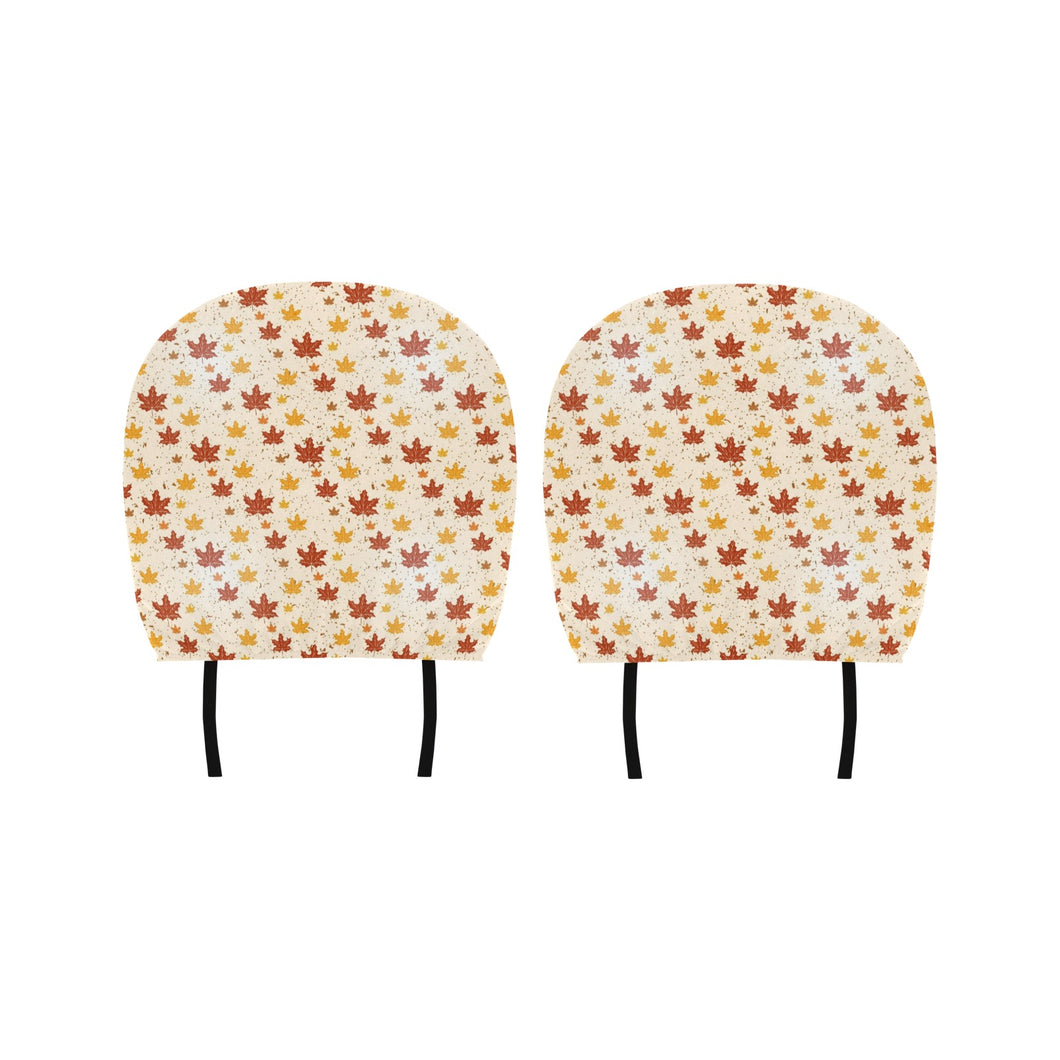 Red and Orange Maple Leaves Pattern Car Headrest Cover