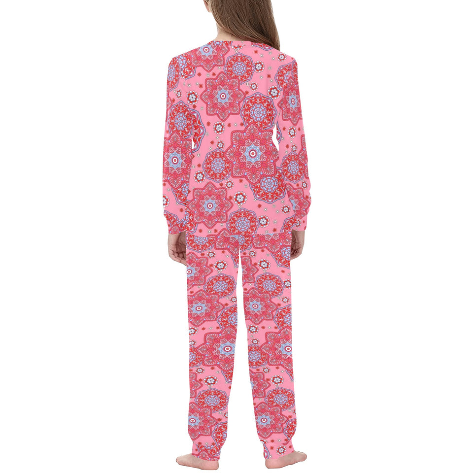 Indian Pink Pattern Kids' Boys' Girls' All Over Print Pajama Set