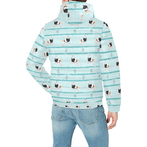 Ostrich Pattern Print Design 04 Men's Padded Hooded Jacket(ModelH42)