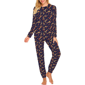 Eiffel Tower Pattern Print Design 02 Women's All Over Print Pajama Set