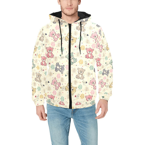 Teddy Bear Pattern Print Design 05 Men's Padded Hooded Jacket(ModelH42)