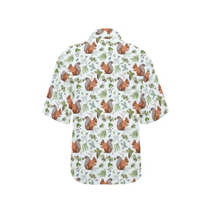 Squirrel Pattern Print Design 02 Women's All Over Print Hawaiian Shirt