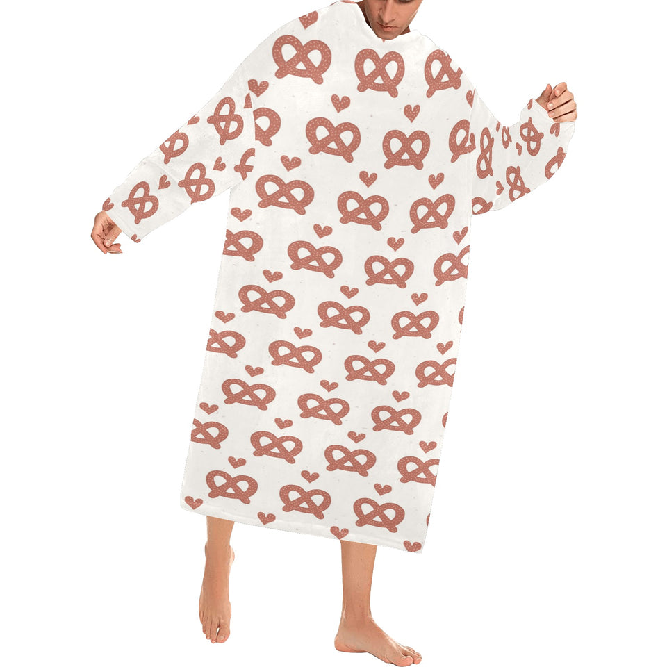 Pretzels Pattern Print Design 01 Blanket Robe with Sleeves