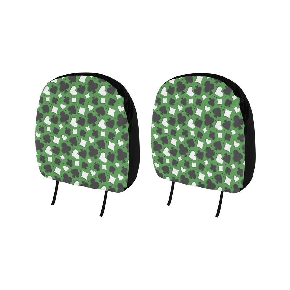 Casino Cards Suits Pattern Print Design 02 Car Headrest Cover