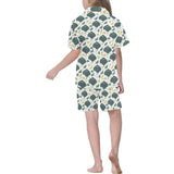 Stingray Pattern Print Design 03 Kids' Boys' Girls' V-Neck Short Pajama Set