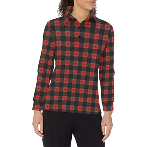 Canada Pattern Print Design 01 Women's Long Sleeve Polo Shirt