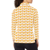 Fried Eggs Pattern Print Design 04 Women's Long Sleeve Polo Shirt