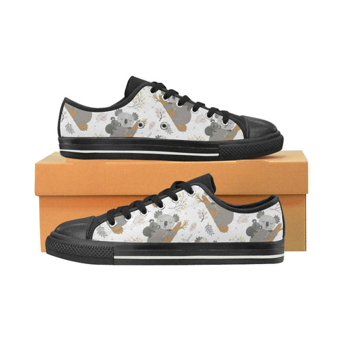 Koala Mom and Baby Pattern Kids' Boys' Girls' Low Top Canvas Shoes Black