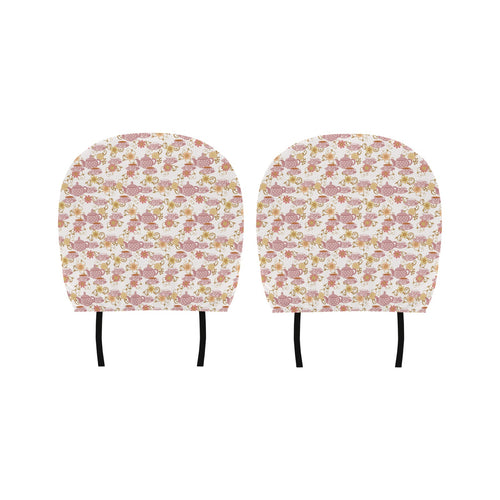 Tea pots Pattern Print Design 01 Car Headrest Cover