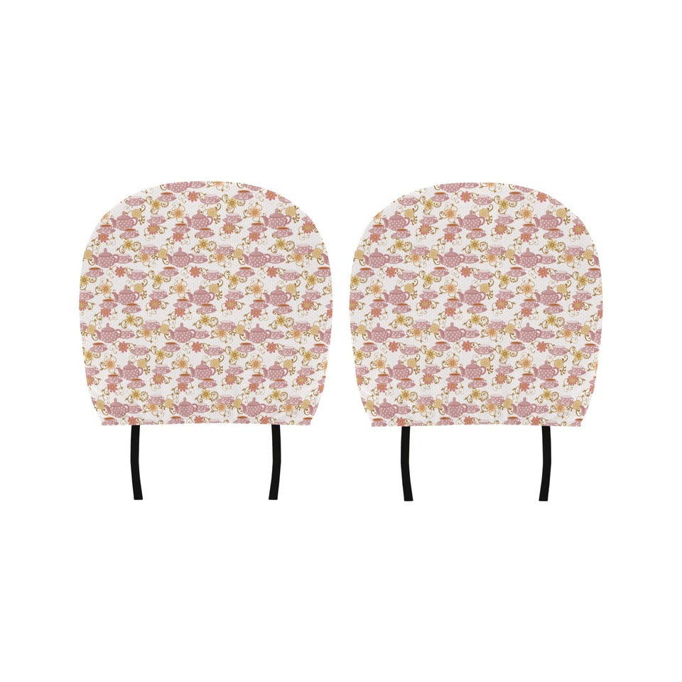 Tea pots Pattern Print Design 01 Car Headrest Cover