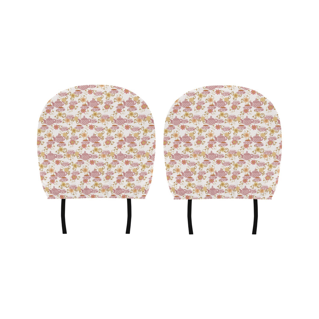 Tea pots Pattern Print Design 01 Car Headrest Cover