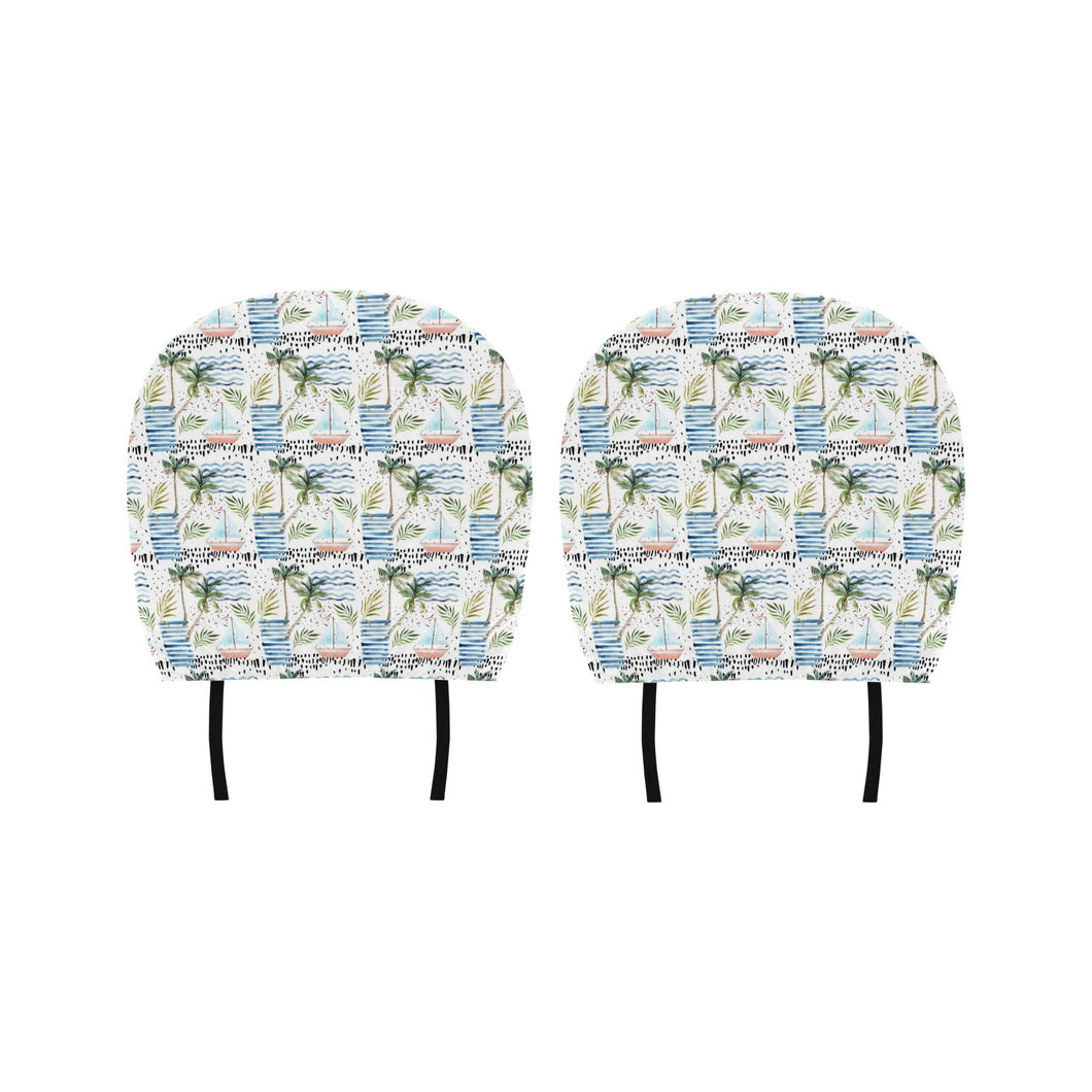 Sailboat Pattern Theme Car Headrest Cover