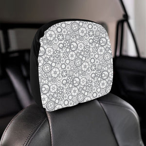 Gear Pattern Print Design 05 Car Headrest Cover