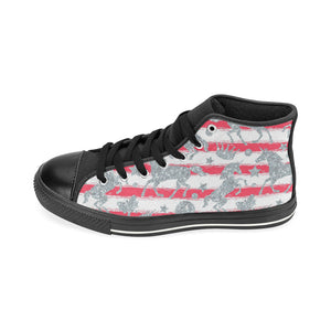 Unicorn Silver Pattern Men's High Top Canvas Shoes Black