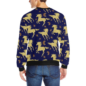 Unicorn Gold Pattern Men's Crew Neck Sweatshirt