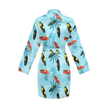 Surfboard Pattern Print Design 03 Women's Long Sleeve Belted Night Robe