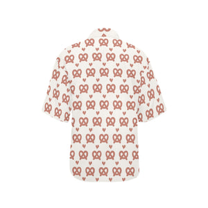 Pretzels Pattern Print Design 01 Women's All Over Print Hawaiian Shirt