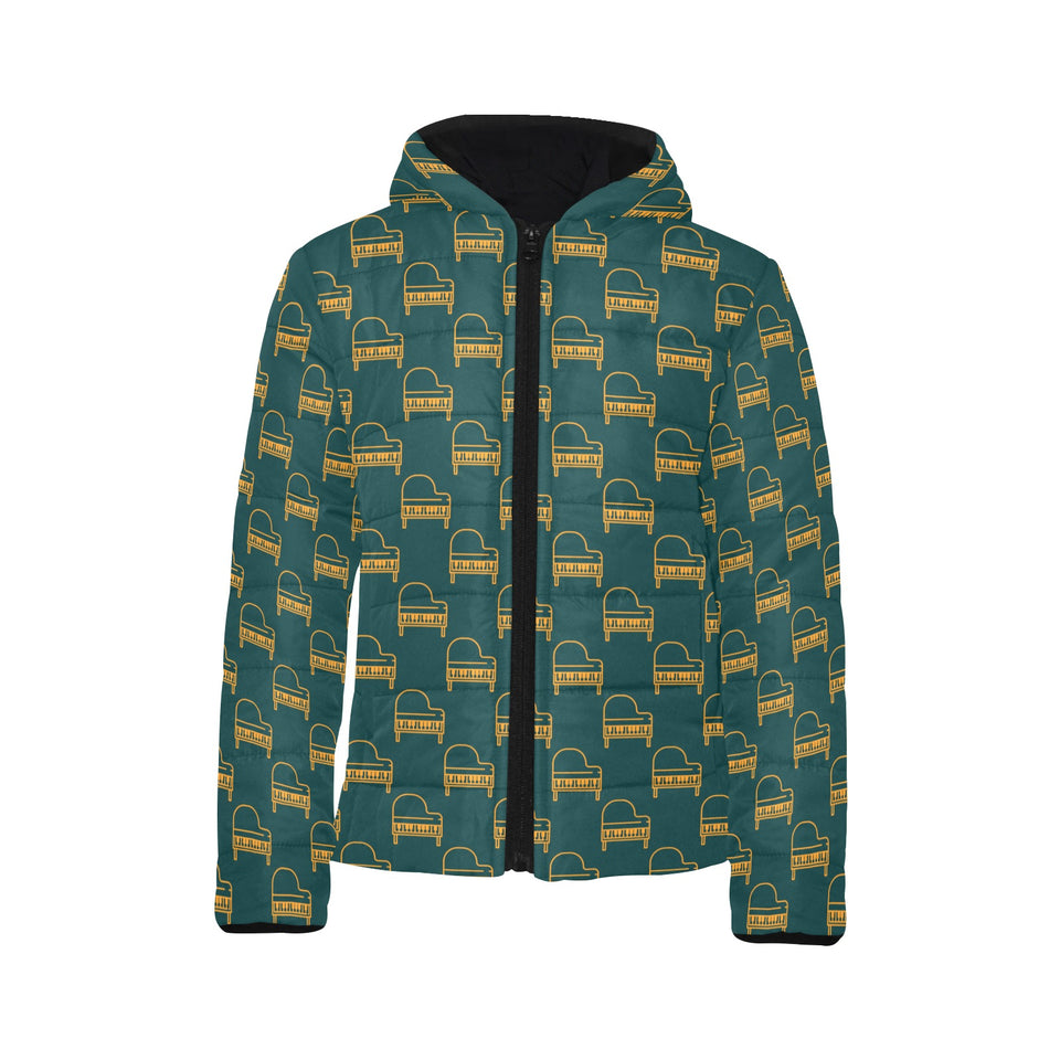 Piano Pattern Print Design 03 Kids' Boys' Girls' Padded Hooded Jacket