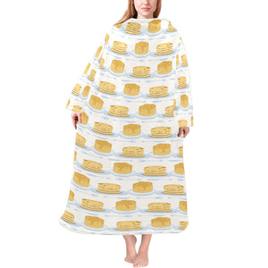 Pancake Pattern Print Design 01 Blanket Robe with Sleeves