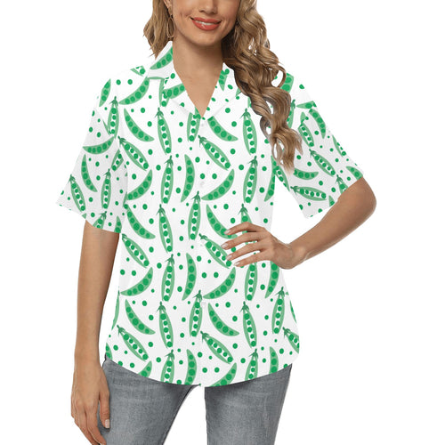 Green Peas Pattern Print Design 01 Women's All Over Print Hawaiian Shirt