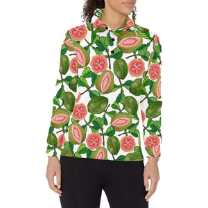 Guava Leaves Pattern Women's Long Sleeve Polo Shirt