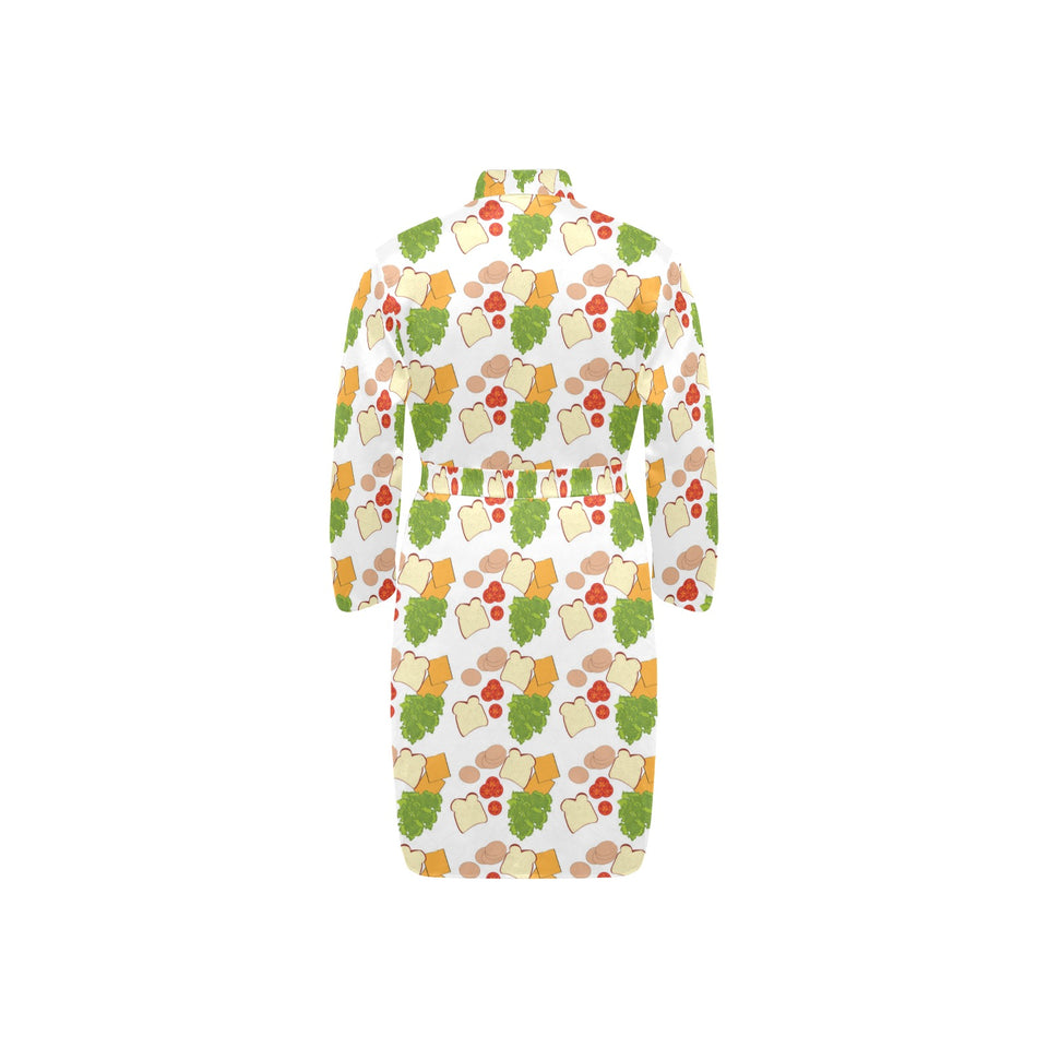 Sandwich Pattern Print Design 02 Men's Long Sleeve Belted Night Robe