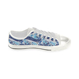 Whale Starfish Pattern Women's Low Top Canvas Shoes White